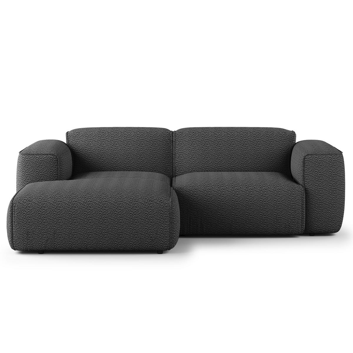 ECKSOFA mit XL-Longchair - Anthrazit/Schwarz, Kunststoff/Textil (260/171cm) - home24
