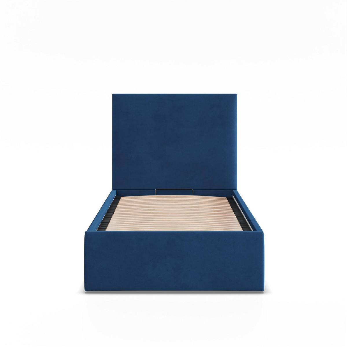 POLSTERBETT MIT KOPFTEIL 90x200 mit Bettkasten PAOLA, Blau - Dunkelblau, Textil (90/200cm) - Mebligo