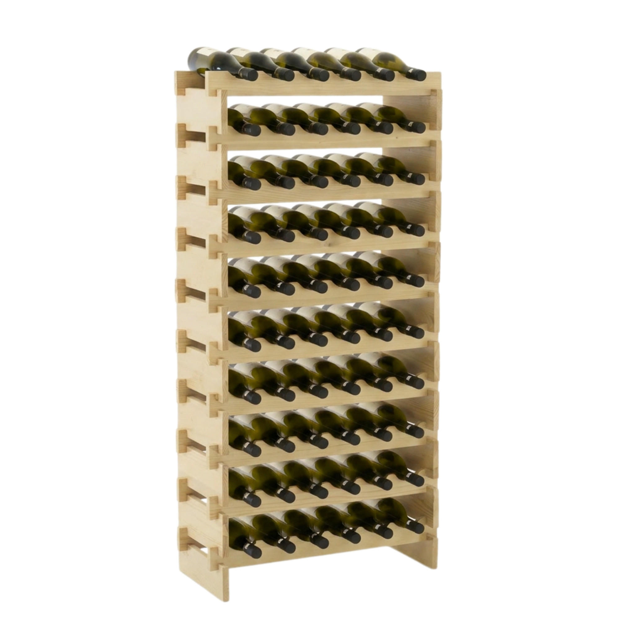 WEINREGAL NAVARRA aus Holz 135x65x28cm 60 Flaschen auf 10 Ebenen Natur unbehandelt - Naturfarben, Holz (65/135/28cm) - PROREGAL