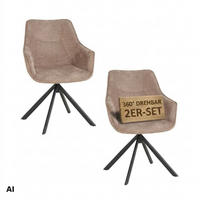 ESSZIMMERSTUHL 2er Set San Carlo beige drehbar - Beige/Schwarz, Textil/Metall (57/87/67cm) - Mr. Deko