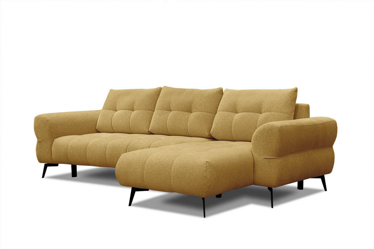 ECKSOFA SALVINI 4-Sitzer, honig - Schwarz/Honig, Holzwerkstoff/Textil (292/158cm) - Courtois Laville