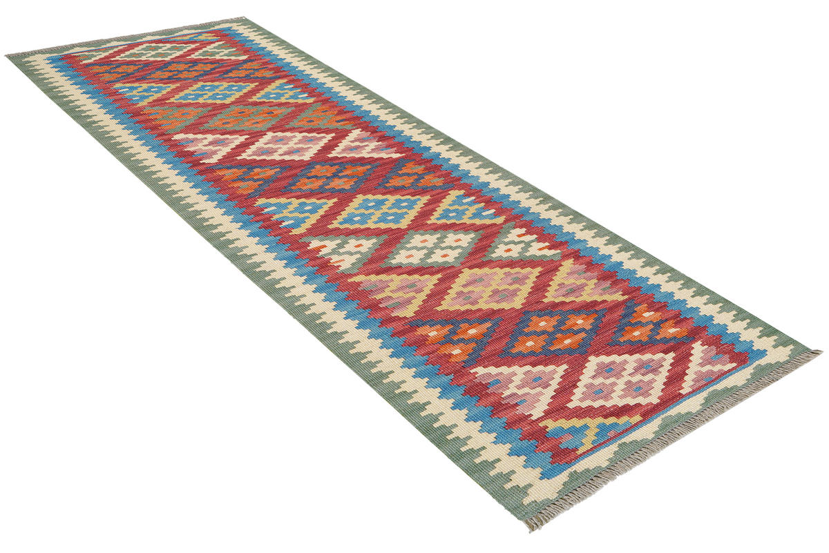 HANDWEBTEPPICH Kelim Gashgai Rot 202/55 cm Schurwolle - Rot, Textil (55/202cm) - Looma