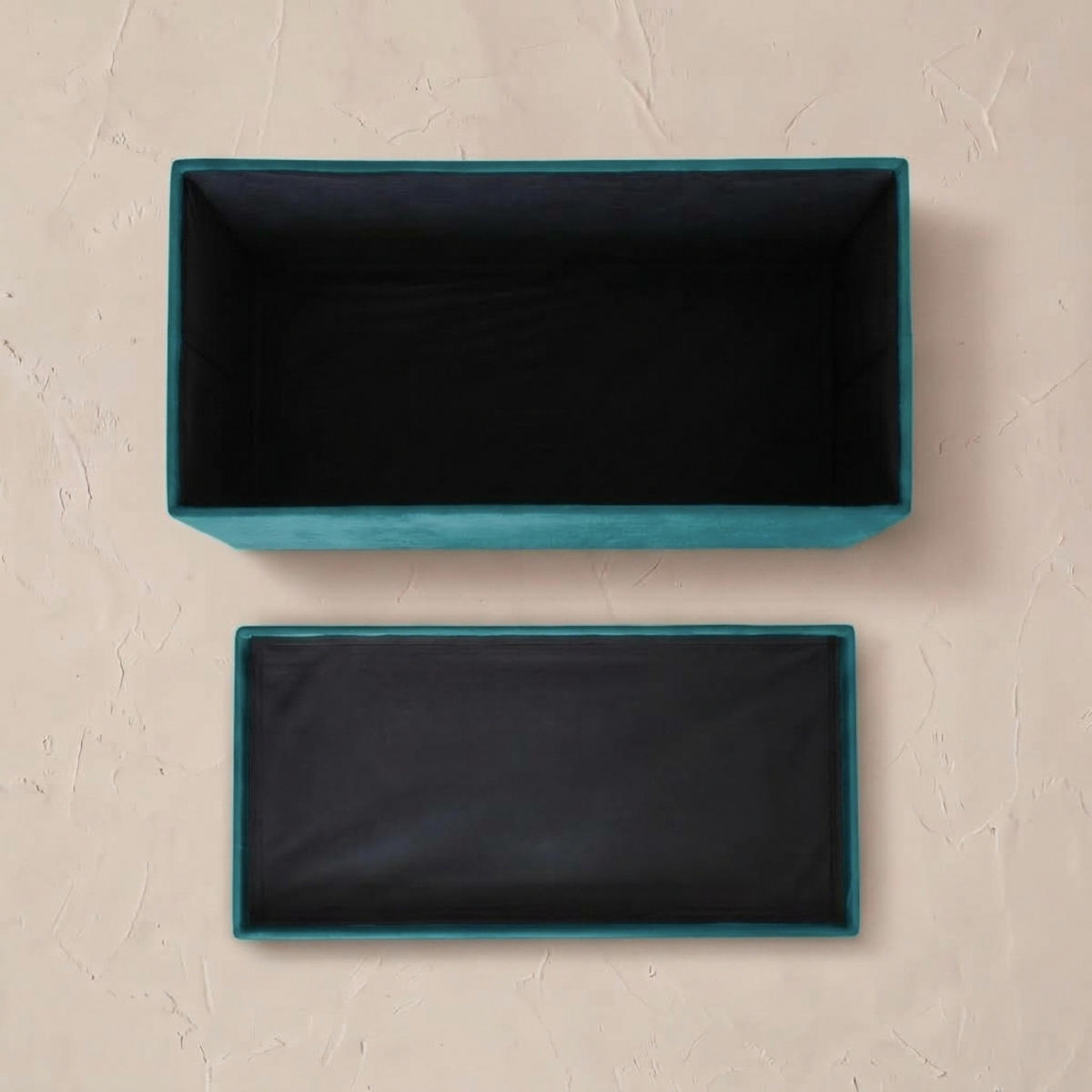 SAMTHOCKER mit Stauraum 76/38/38 cm - Blau, Textil (38/38/76cm) - SCENA LIVING