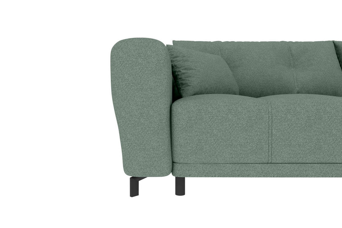 ECKSOFA Massimo Strukturstoff Salbeigrün inkl. Schlaffunktion Rechts - Salbeigrün/Schwarz, Textil/Metall (246/177cm) - 99rooms