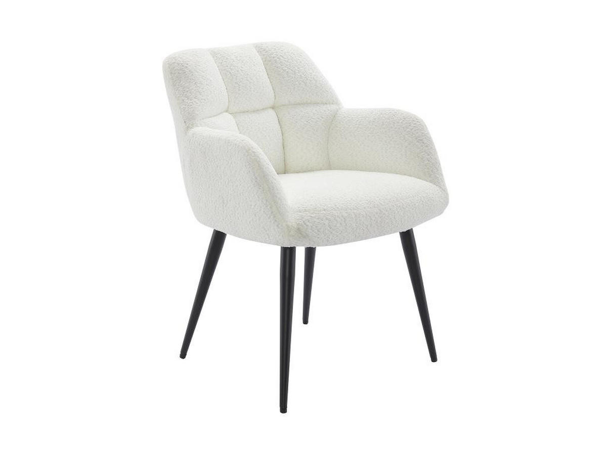 STUHL mit Armlehnen 6er-Set - Bouclé-Stoff & Metall - Weiß - PEGA - Schwarz/Weiß, Textil (62/78/58.5cm) - Pascal Morabito