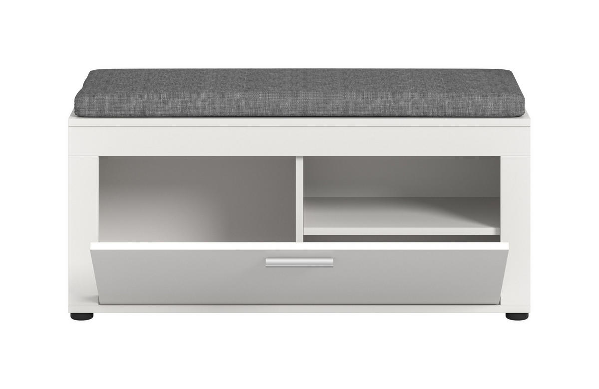 SITZBANK inkl. Sitzkissen Milo (B/H/T: ca. 100/44/35 cm) in weiß/weiß - Weiß, Holzwerkstoff (100/44/35cm)
