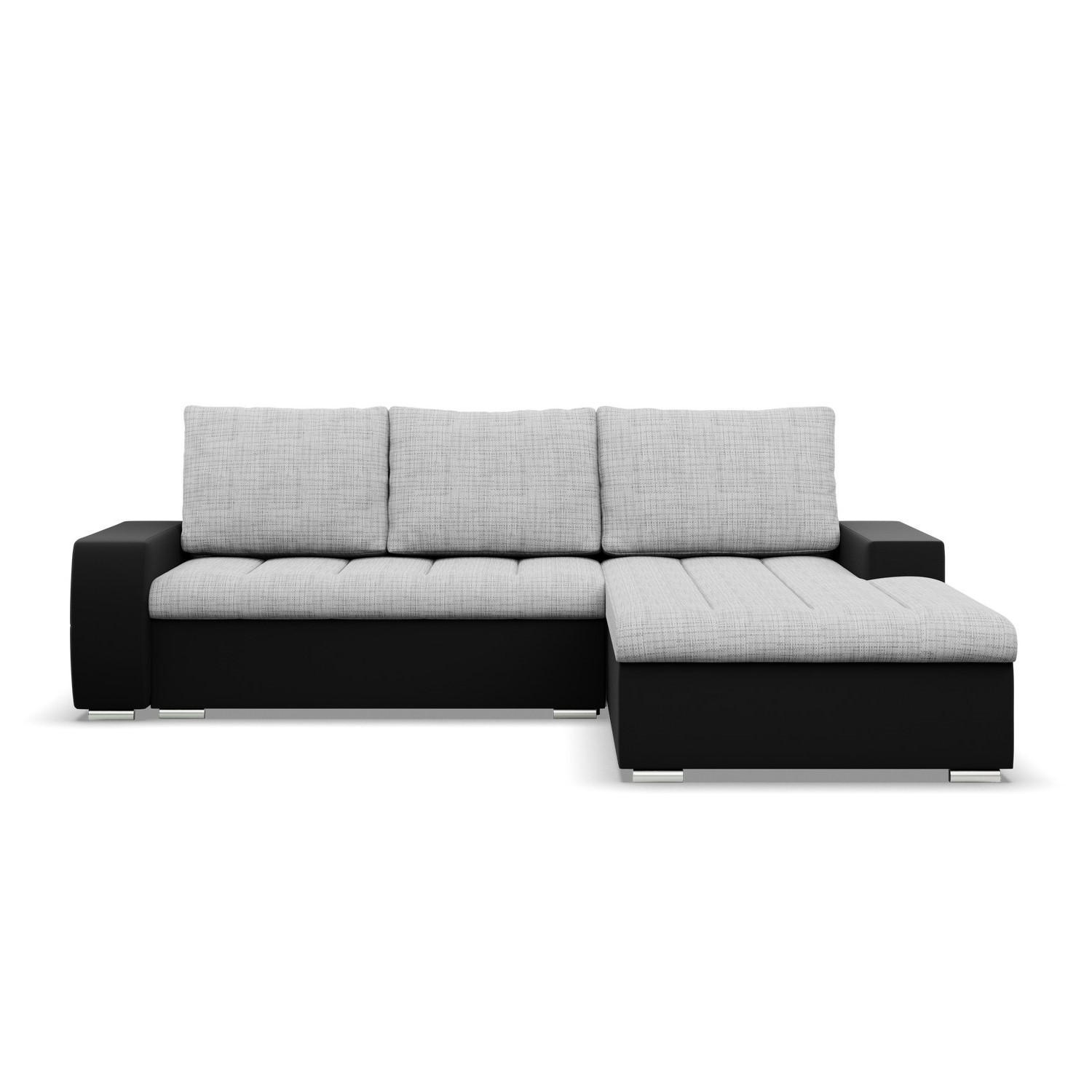ECKSOFA MIT SCHLAFFUNKTION AURORA RECHTS, Grau + Schwarz - Schwarz/Grau, Textil (243/200cm)