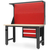 WERKBANK Werkstatt LOGAN 170x150x75cm Anthrazit-Rot Platte Braun - Anthrazit, Metall (150/170/75cm) - Jan Nowak