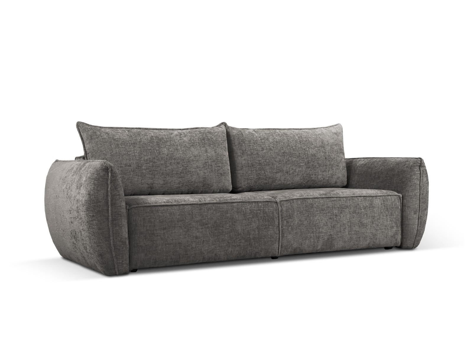 AUSKLAPPBARES-SOFA mit Bettkasten Kaelle aus Chenille-Stoff grau 3 Sitzplätze - Grau, Textil (97/91/244cm) - Micadoni