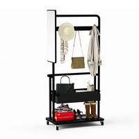 GARDEROBE Schwarz aus Stahl und Holzwerkstoff mit Rollen - Schwarz, Holzwerkstoff (40/170/70cm) - OKMYHOME