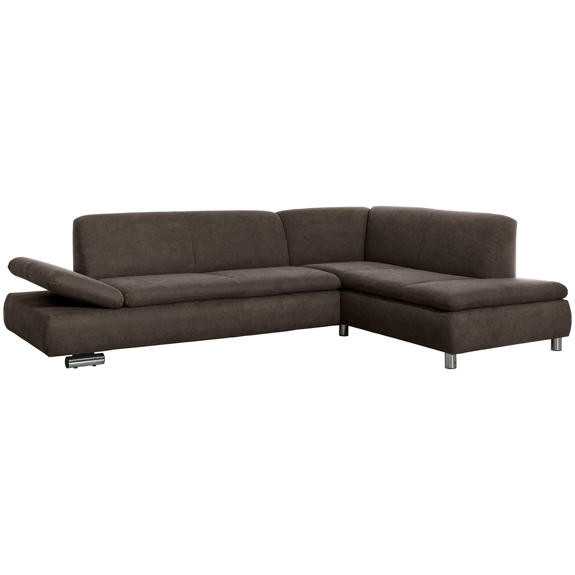 ECKSOFA mit Ottomane rechts Kaye Flachgewebe schoko - Mokka, Kunststoff (190/270cm) - 58aufmkessel
