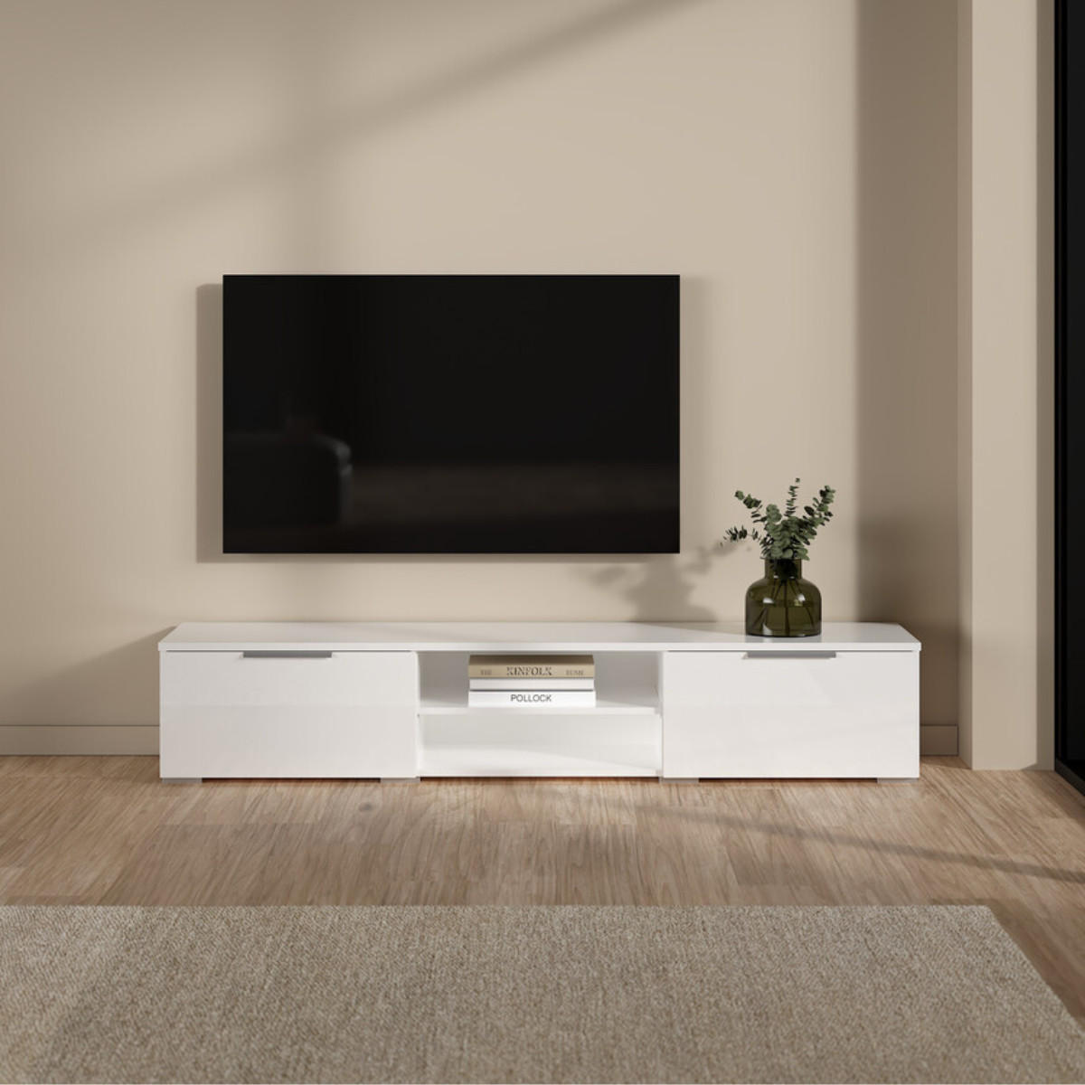 61. TV-MÖBEL mit 2 Schubladen und 2 Fächern billie 172,7/39,9/33,1 cm - Weiß, Holzwerkstoff (39.9/33.1/172.7cm) - Calicosy
