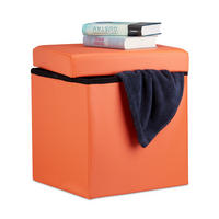 FALTBARER Sitzhocker - Orange, Holzwerkstoff/Kunststoff (38/38/38cm) - Relaxdays