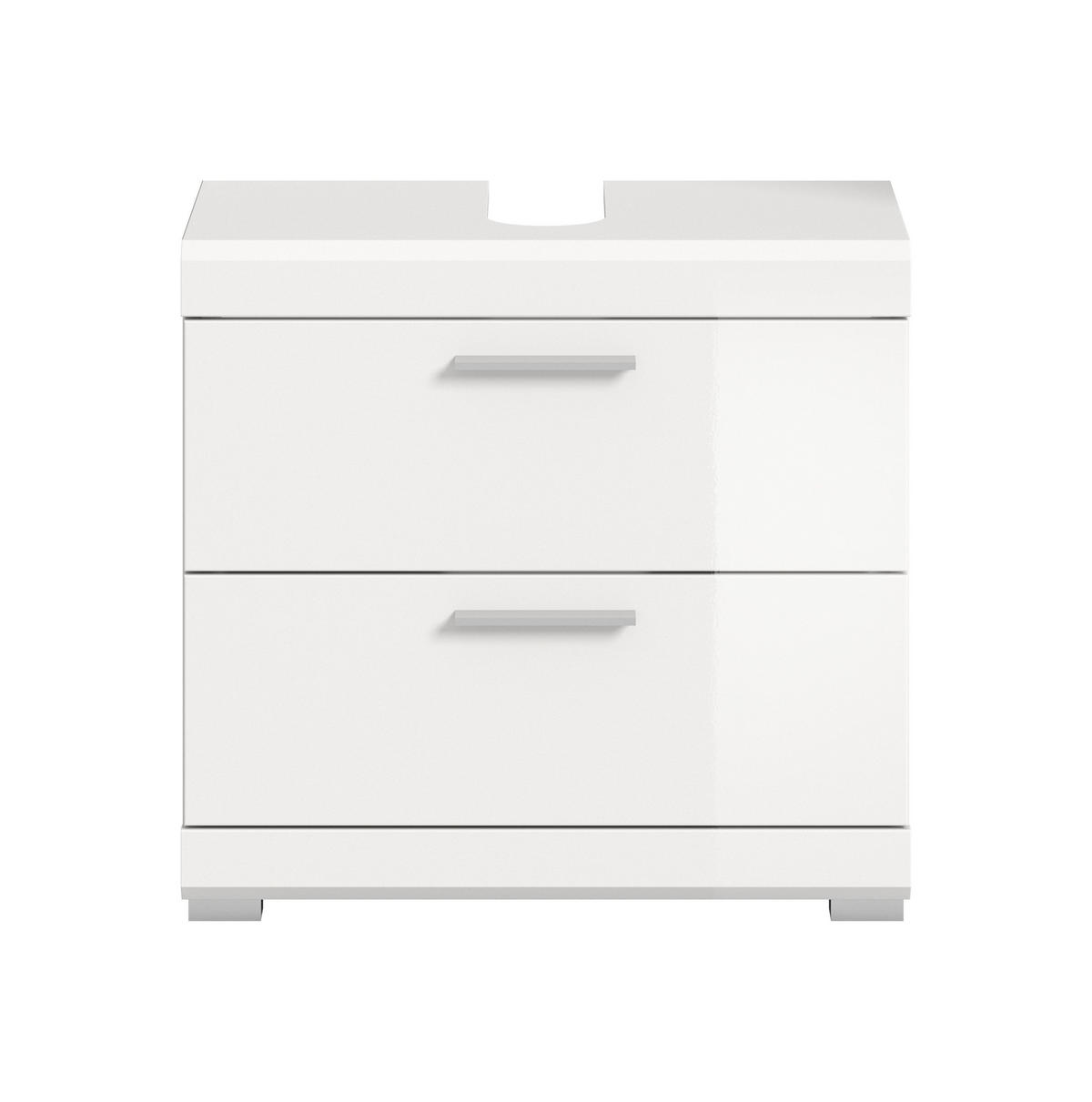 WASCHBECKENUNTERSCHRANK Scout Bad in weiß Nachbildung und weiß hochglanz B/H/T: 60x56x34 cm - Weiß, Holz (60/56/37cm)