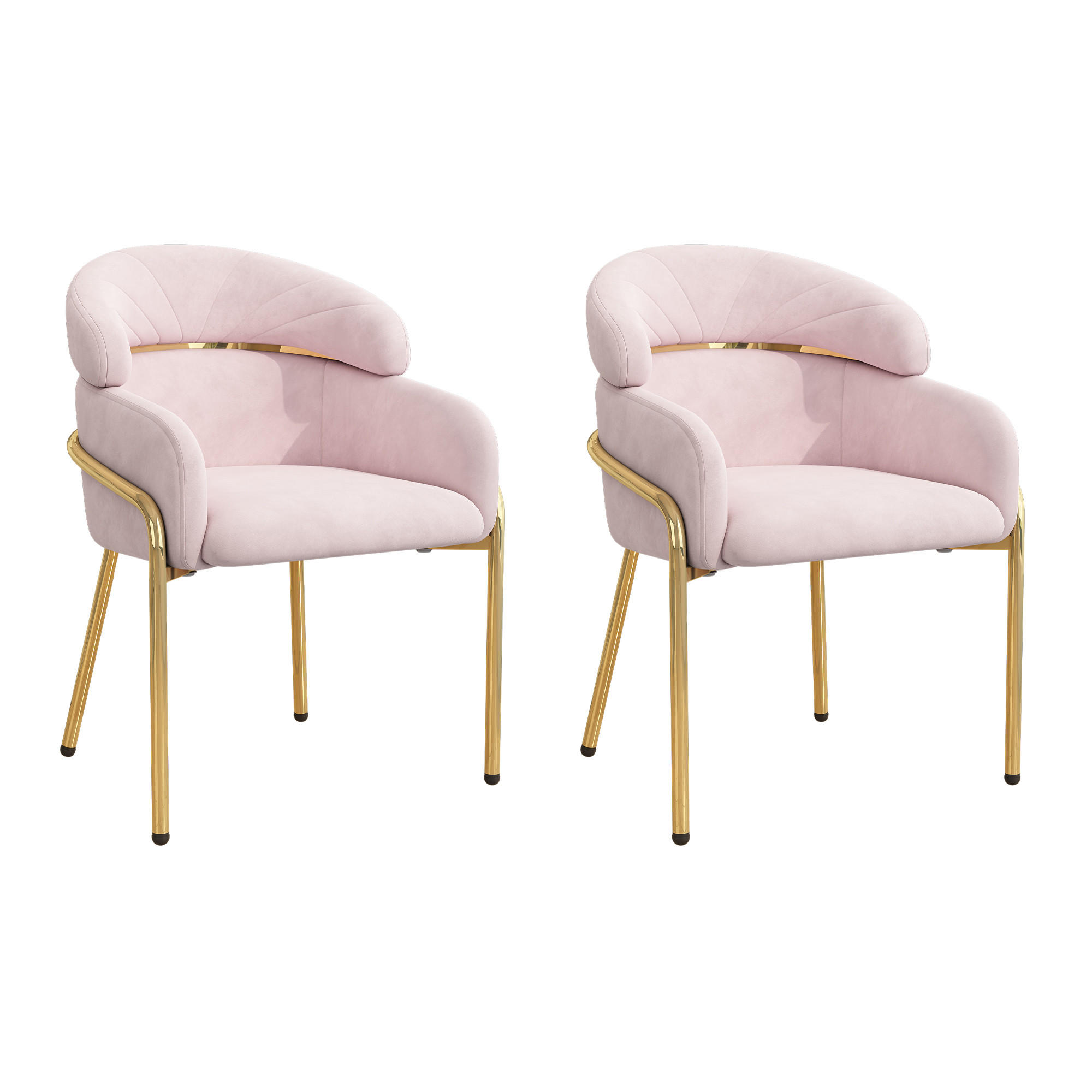 ESSZIMMERSTUHL Samt Rosa Metallbeine Einzelstuhl - Pink, Textil (54.5/79/56.9cm) - FLIEKS