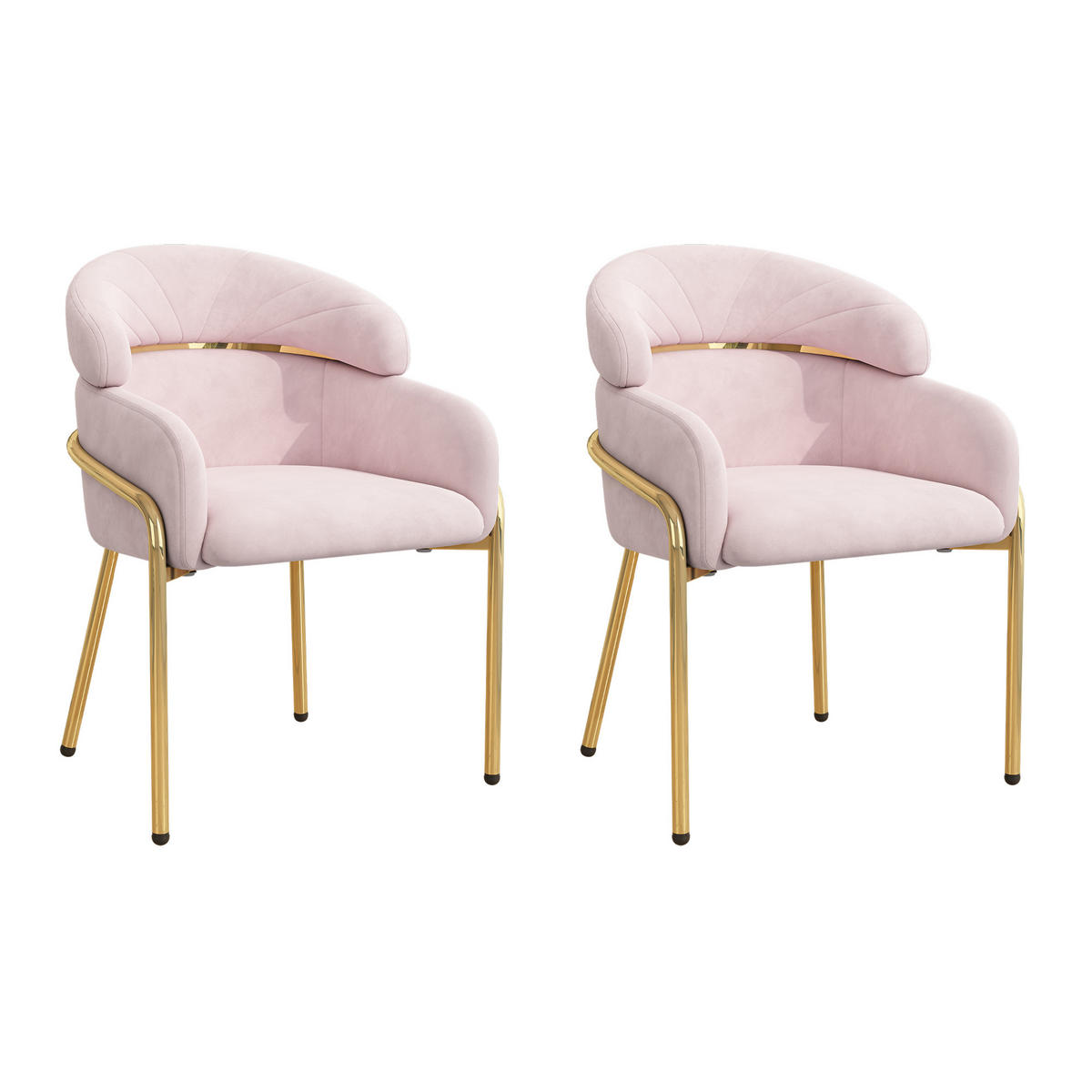 ESSZIMMERSTUHL Samt Rosa Metallbeine Einzelstuhl - Pink, Textil (54.5/79/56.9cm) - FLIEKS