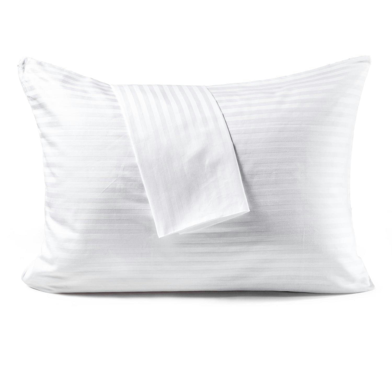 KISSENBEZÜGE 50 x 80 cm 6er Set Baumwolle Satin-Streifen Reißverschluss - Weiß, Textil (50/80cm)