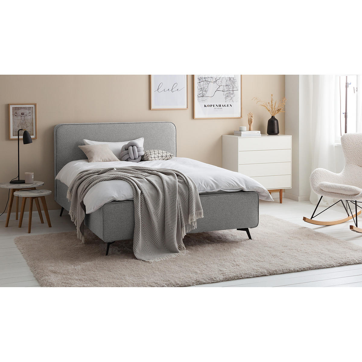 POLSTERBETT - Grau, Textil (140/200cm) - home24