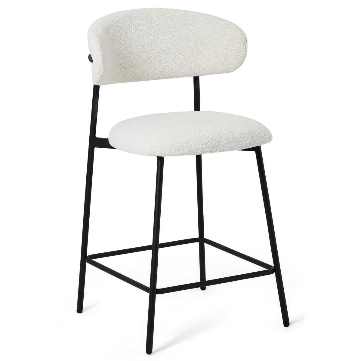 BARHOCKER-SET 2 Stück in Teddystoff - Schwarz/Weiß, Textil/Metall (52/103/50cm) - Furnhouse