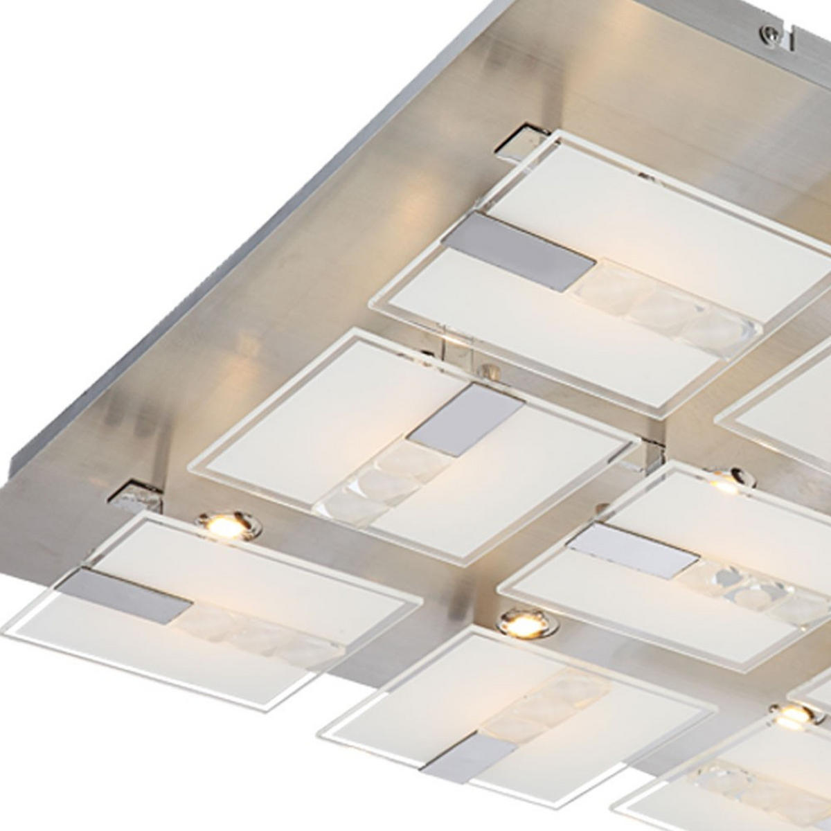 LED DECKENLEUCHTE SEIKE Chrom Silber - Silberfarben, Glas (45/45/9cm) - Globo Lighting