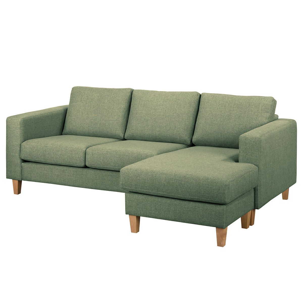 ECKSOFA 2-SITZER mit Longchair - Buchefarben/Pinienfarben, Holz/Buchenholz (214/140cm) - home24