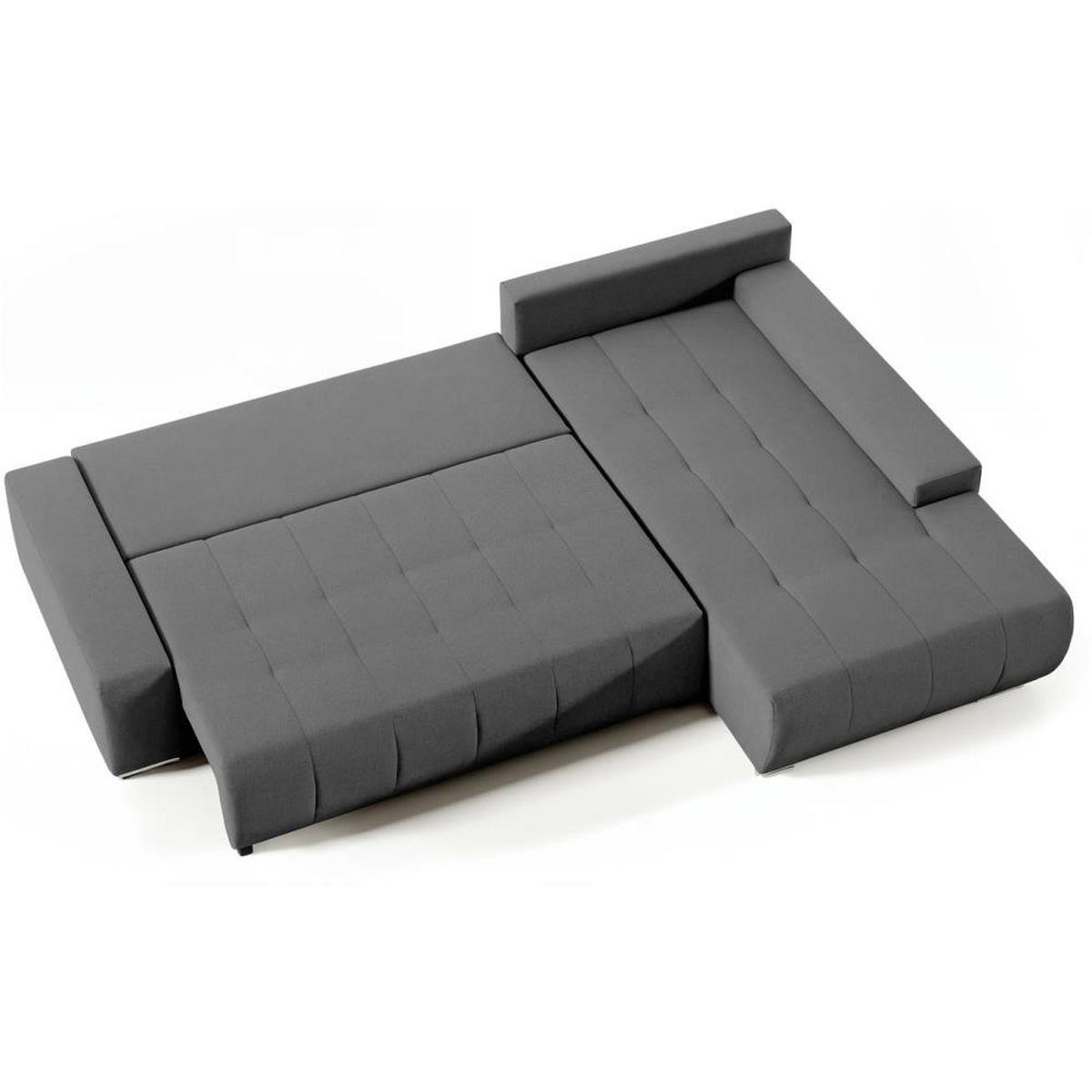 ECKSOFA Draco L dunkelgrau rechts - Chromfarben/Dunkelgrau, Textil/Metall (267/186cm) - Beautysofa