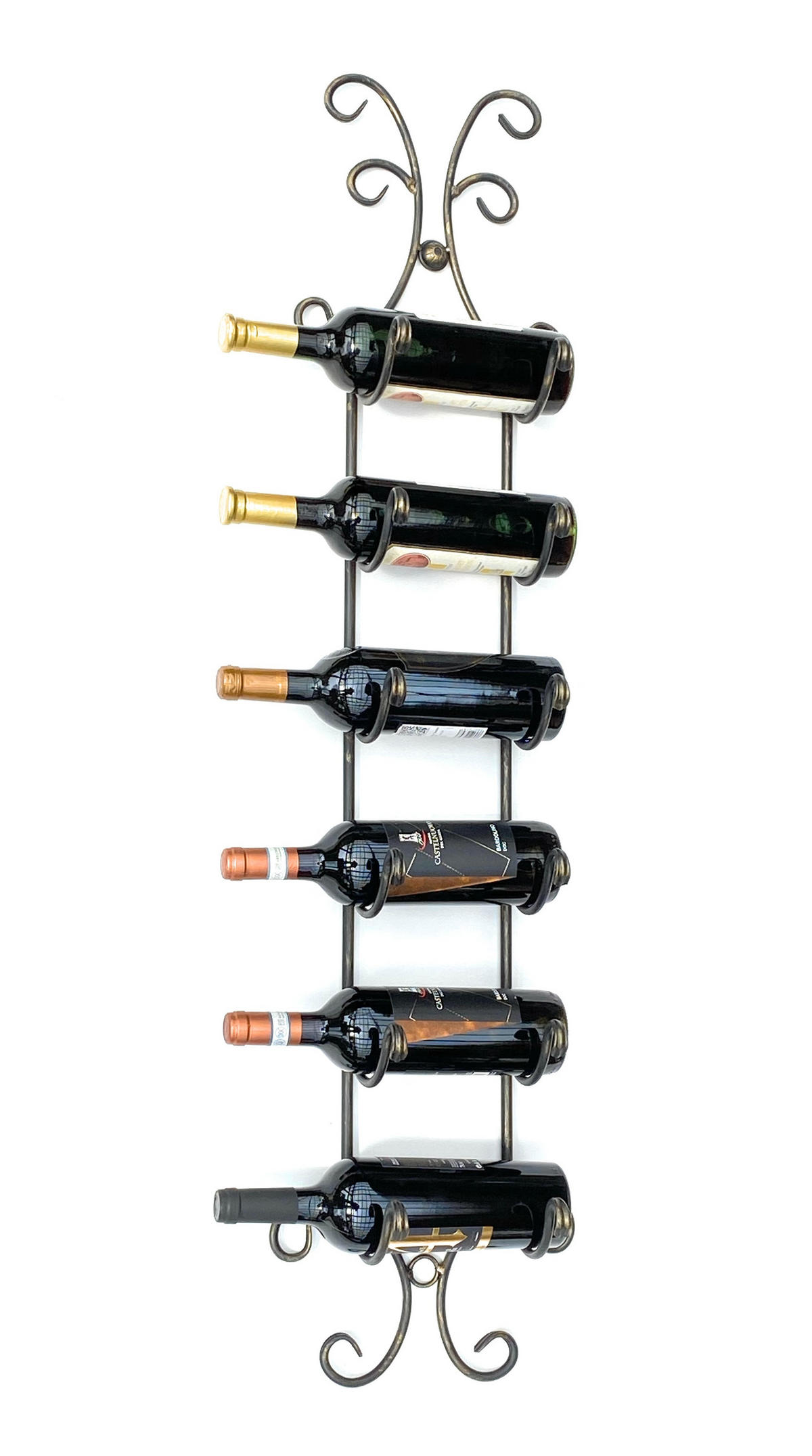 WEINREGAL für 6 Flaschen Metall Wand Schwarz - Schwarz, Metall (28/116/15cm) - DanDiBo