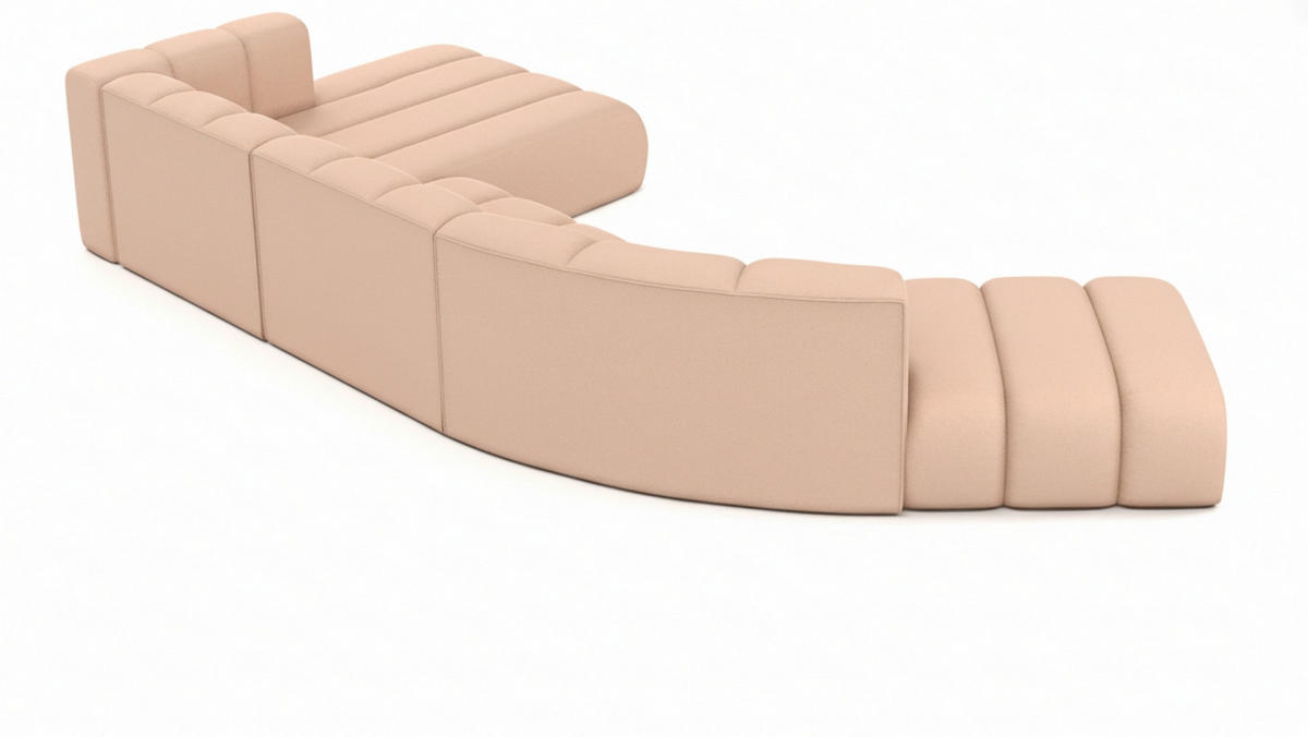 ECKSOFA L-Form GRAND Round, Stoff Salvador, Rosa, Links - Pink, Holz (445/179cm) - Kaiser Möbel