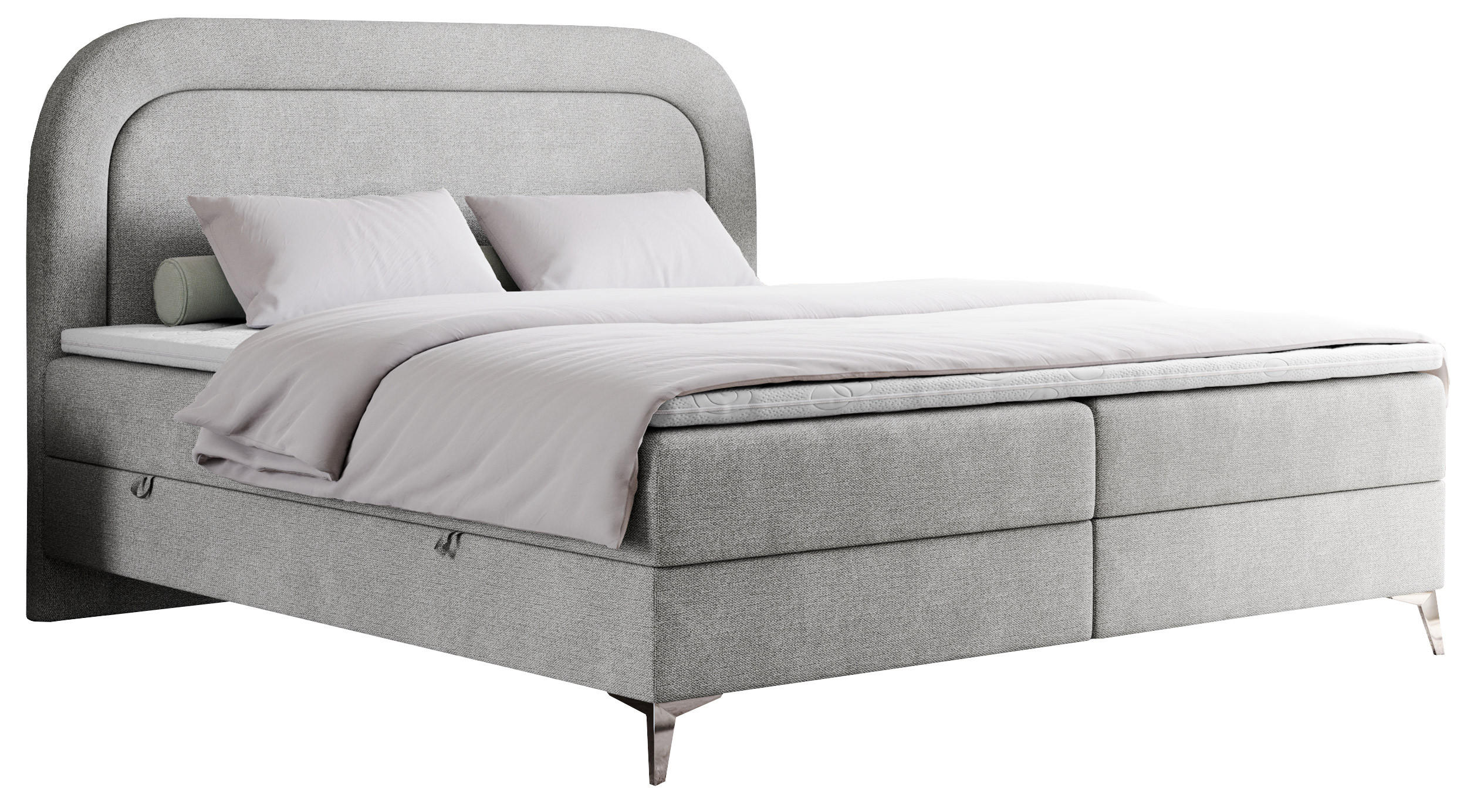 BOXBETT EIRA 120/200 Hellgrau Struktur - H3 - Silberfarben/Hellgrau, Holz/Textil (120/200cm) - MKS