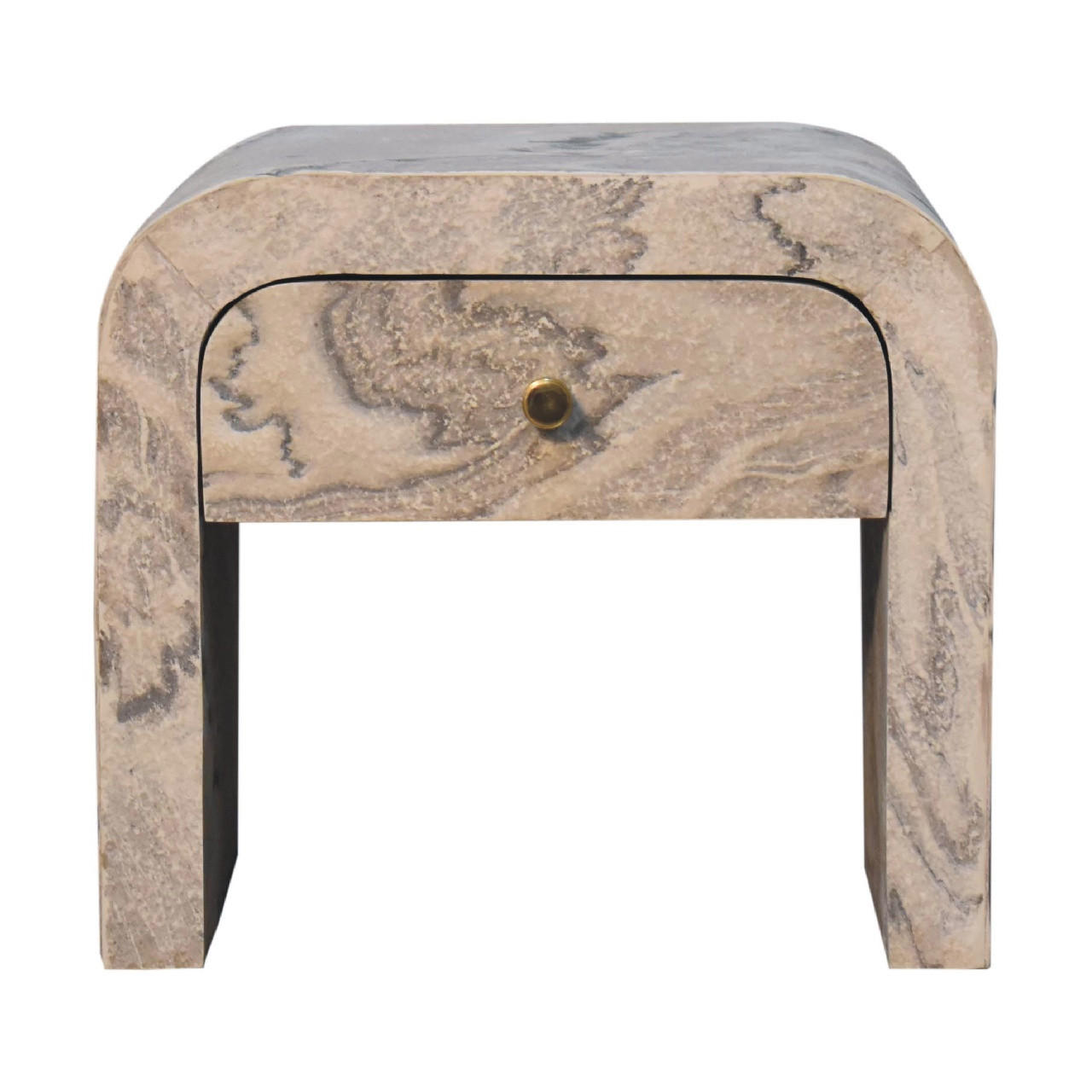 NACHTTISCH aus Massivholz - Messingfarben/Weiß, Holz/Metall (45/40/35cm) - Artisan Furniture