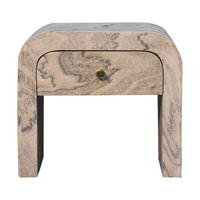 NACHTTISCH aus Massivholz - Messingfarben/Weiß, Holz/Metall (45/40/35cm) - Artisan Furniture