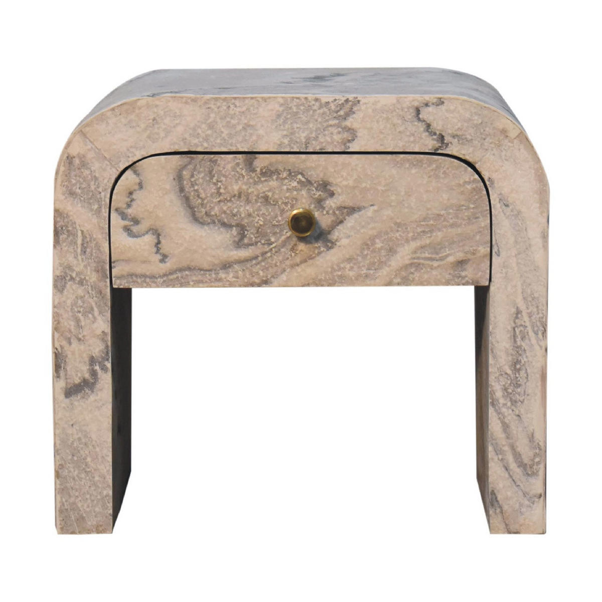 NACHTTISCH aus Massivholz - Messingfarben/Weiß, Holz/Metall (45/40/35cm) - Artisan Furniture