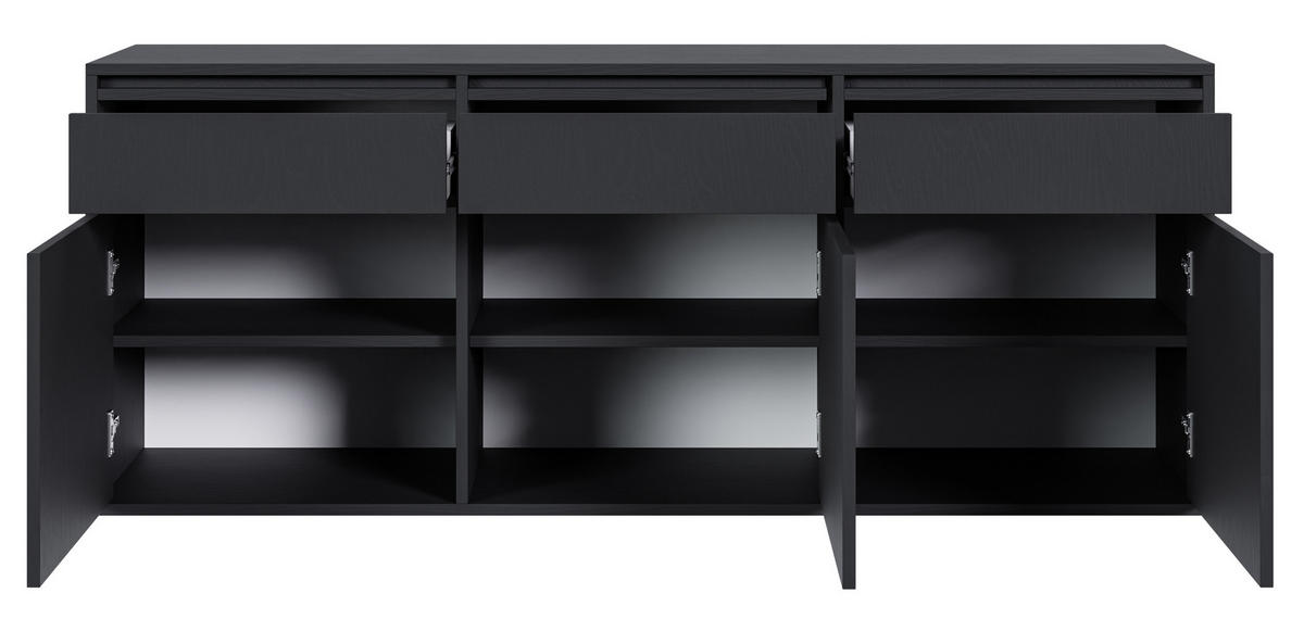 SIDEBOARD Evo Schwarz 154 cm - Anthrazit, Holzwerkstoff (154/61.6/39cm) - Selsey