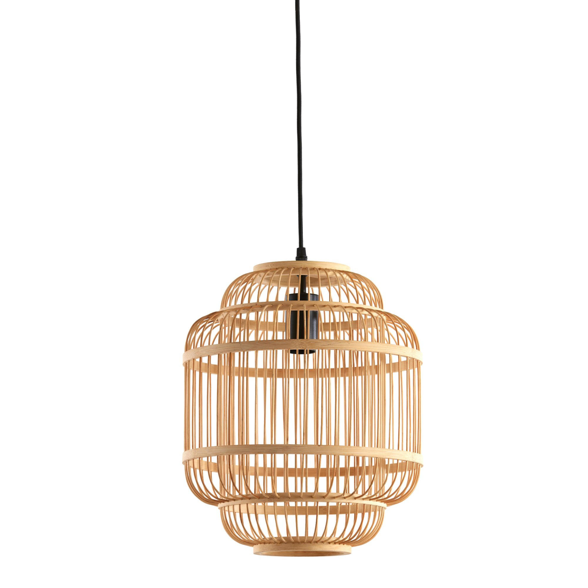PENDELLEUCHTE Jeppe Bambus Natürlich 30/30/36 cm - Naturfarben, Holz (30/30/36cm) - Luqaza