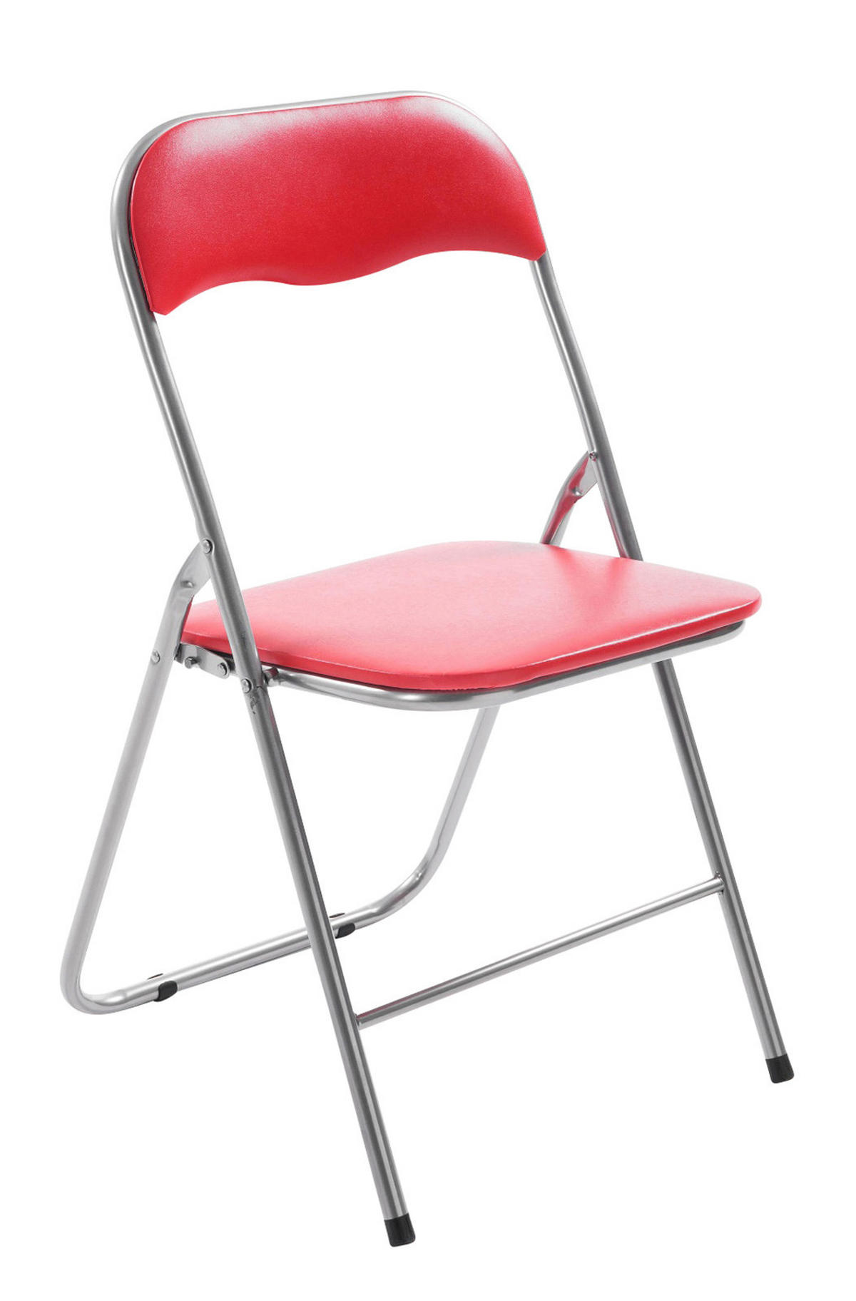 BESUCHERSTUHL Lederlook rot/silber - Silberfarben/Rot, Textil/Metall (45/78/45cm) - CLP