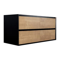 WASCHBECKENUNTERSCHRANK hängend - helles Naturfarben und schwarz - 120 cm - LANNICK - Schwarz, Holz (120/55/45.6cm) - Vente-Unique