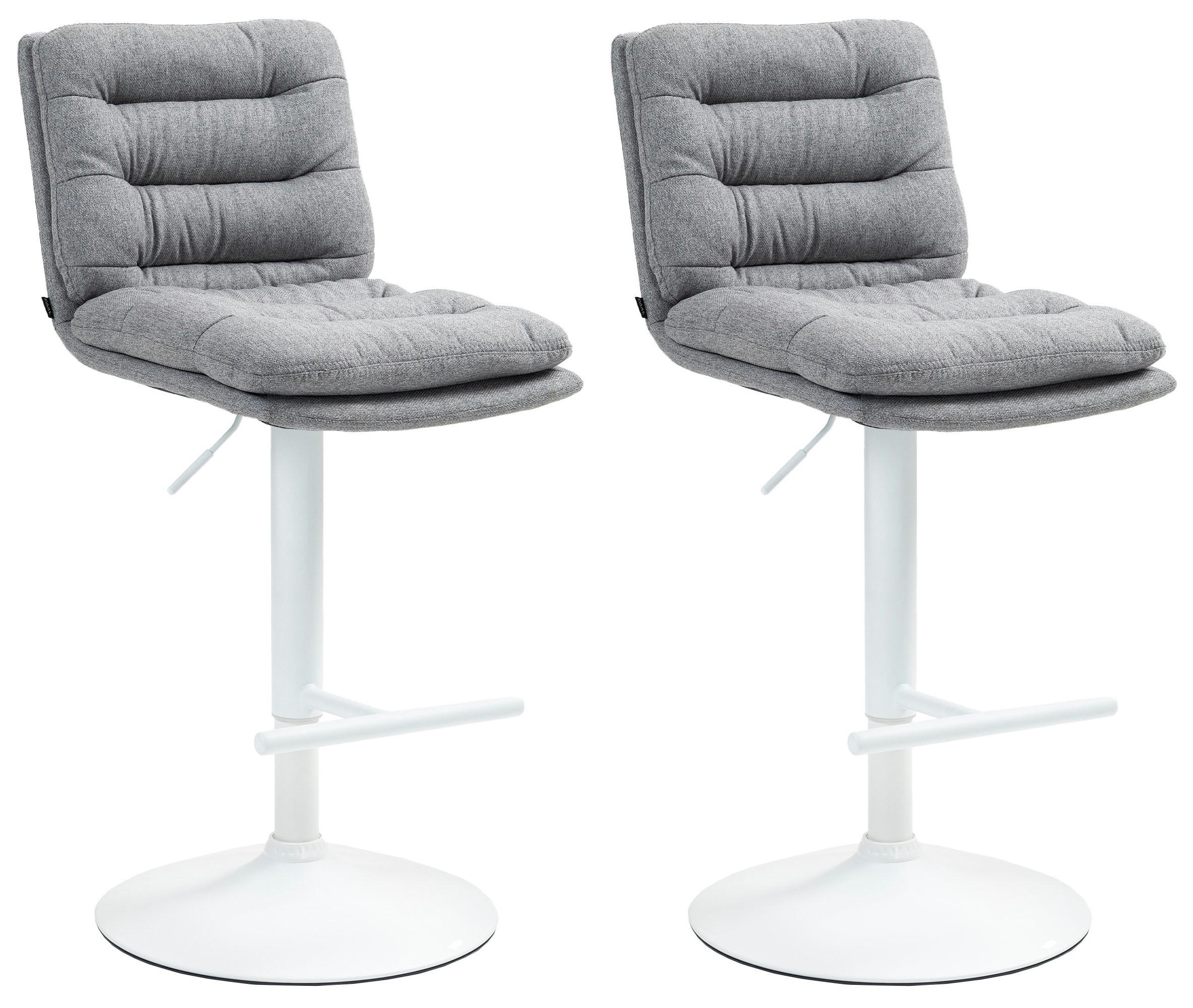 BARHOCKER 2er Set Stoff grau - Weiß/Grau, Textil/Metall (42/94/56cm) - CLP