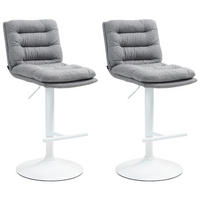 BARHOCKER 2er Set Stoff grau - Weiß/Grau, Textil/Metall (42/94/56cm) - CLP