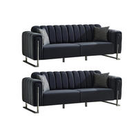 SITZGARNITUR Himalaya Anthrazit Stellvariante:2+2 - Schwarz, Holz/Textil (170/85/90cm) - Villa Möbel