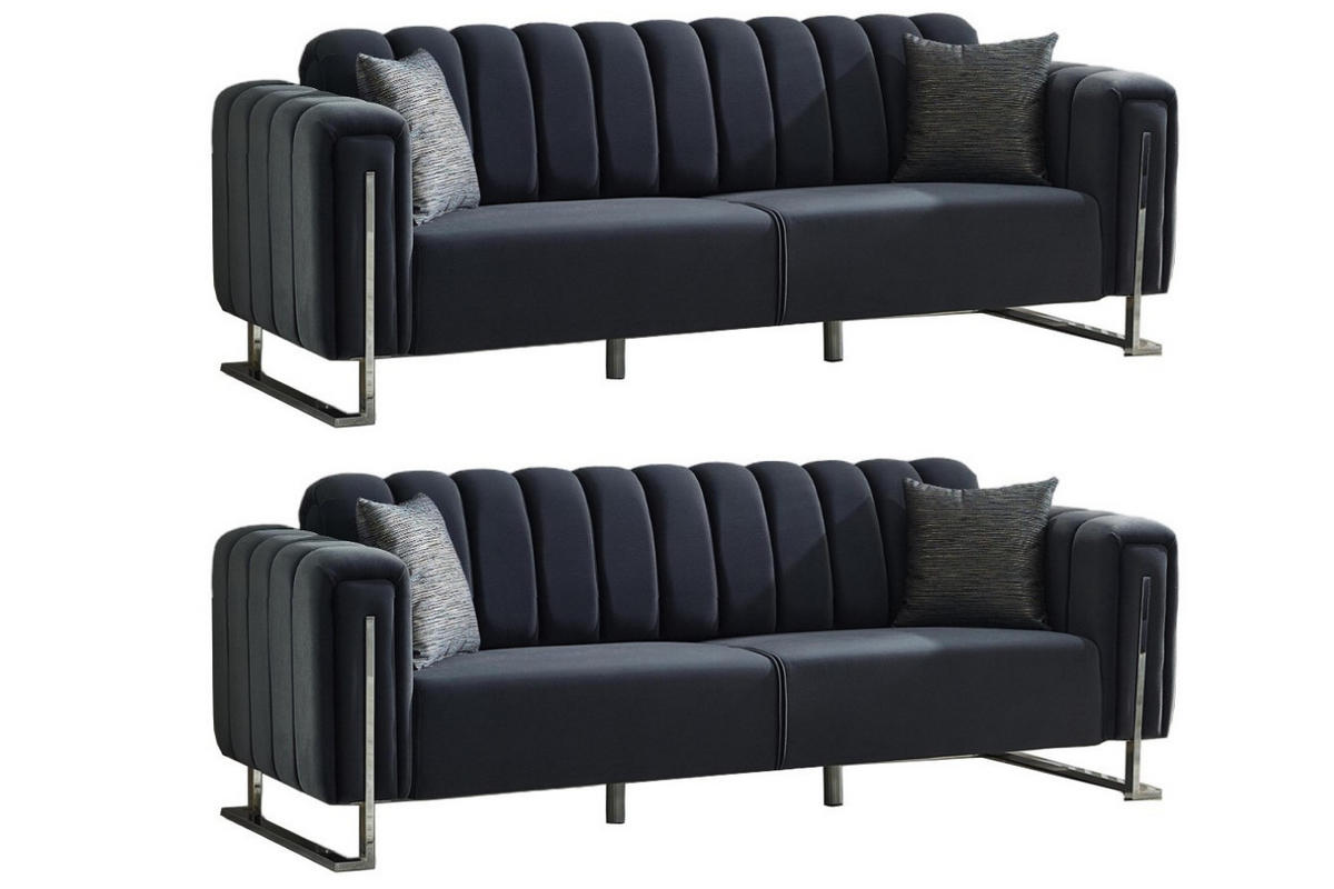 SITZGARNITUR Himalaya Anthrazit Stellvariante:2+2 - Schwarz, Holz/Textil (170/85/90cm) - Villa Möbel