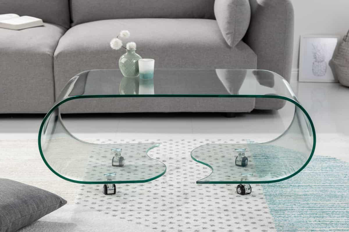 COUCHTISCH FANTOME Sicherheitsglas rechteckig Transparent 90cm - Transparent/Schwarz, Glas (50/90/40cm) - riess-ambiente