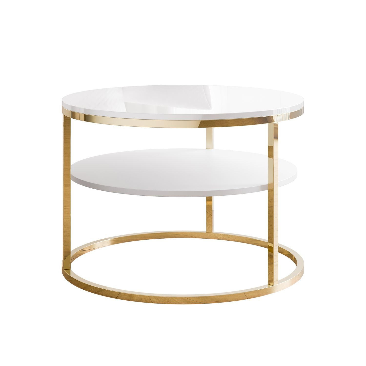 Lookway Couchtisch Gold, Weiß 70x49x70 cm