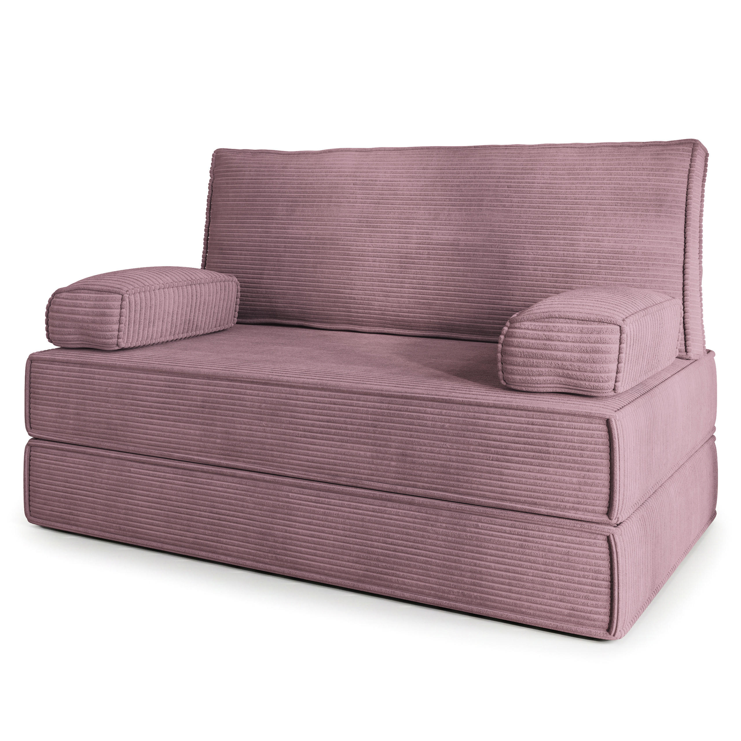 BETTSOFA LADIA aus Schaumstoff Kordstoff Lila Schlaffunktion - Lila, Textil (140/86/60cm) - MASSENO