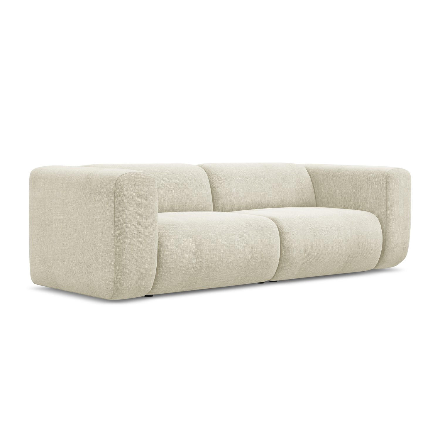 3-SITZER SOFA Chenille Stoff Beige - Beige/Schwarz, Kunststoff/Textil (228/70/89cm) - LaMiaSofa