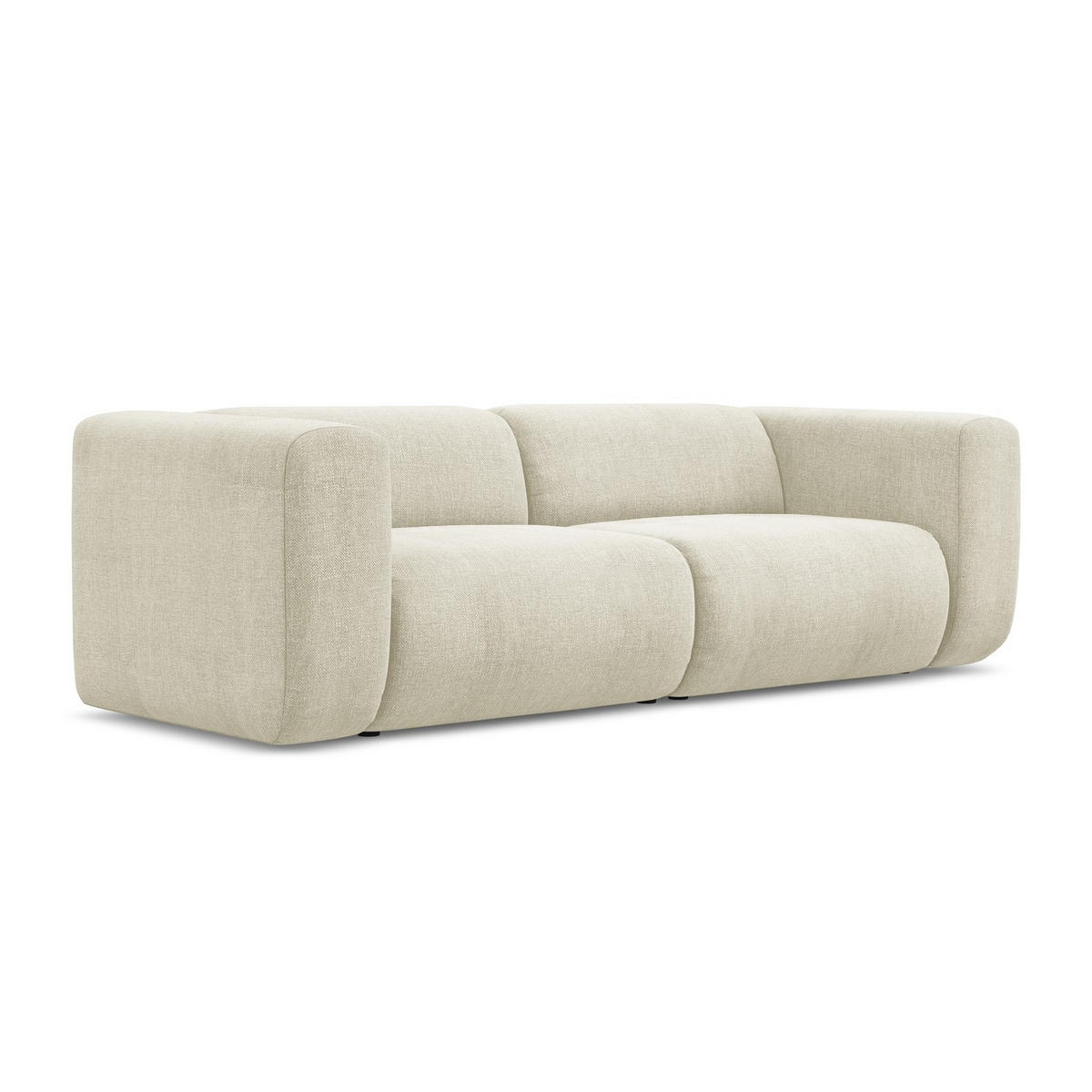 3-SITZER SOFA Chenille Stoff Beige - Beige/Schwarz, Kunststoff/Textil (228/70/89cm) - LaMiaSofa