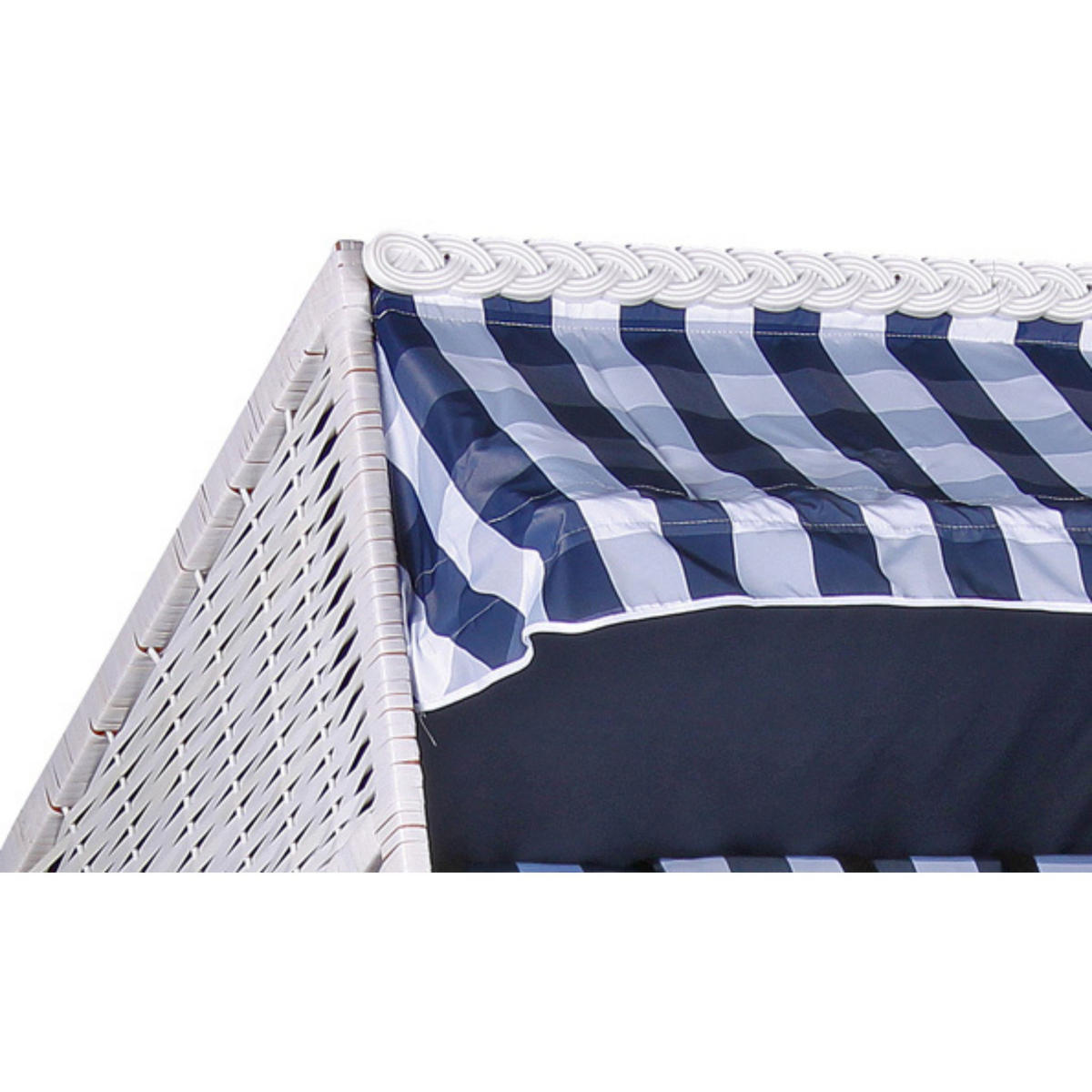 STRANDKORB Ostsee 2-Sitzer PE weiß - Blau/Weiß, Metall (120/160/80cm) - Mr. Deko