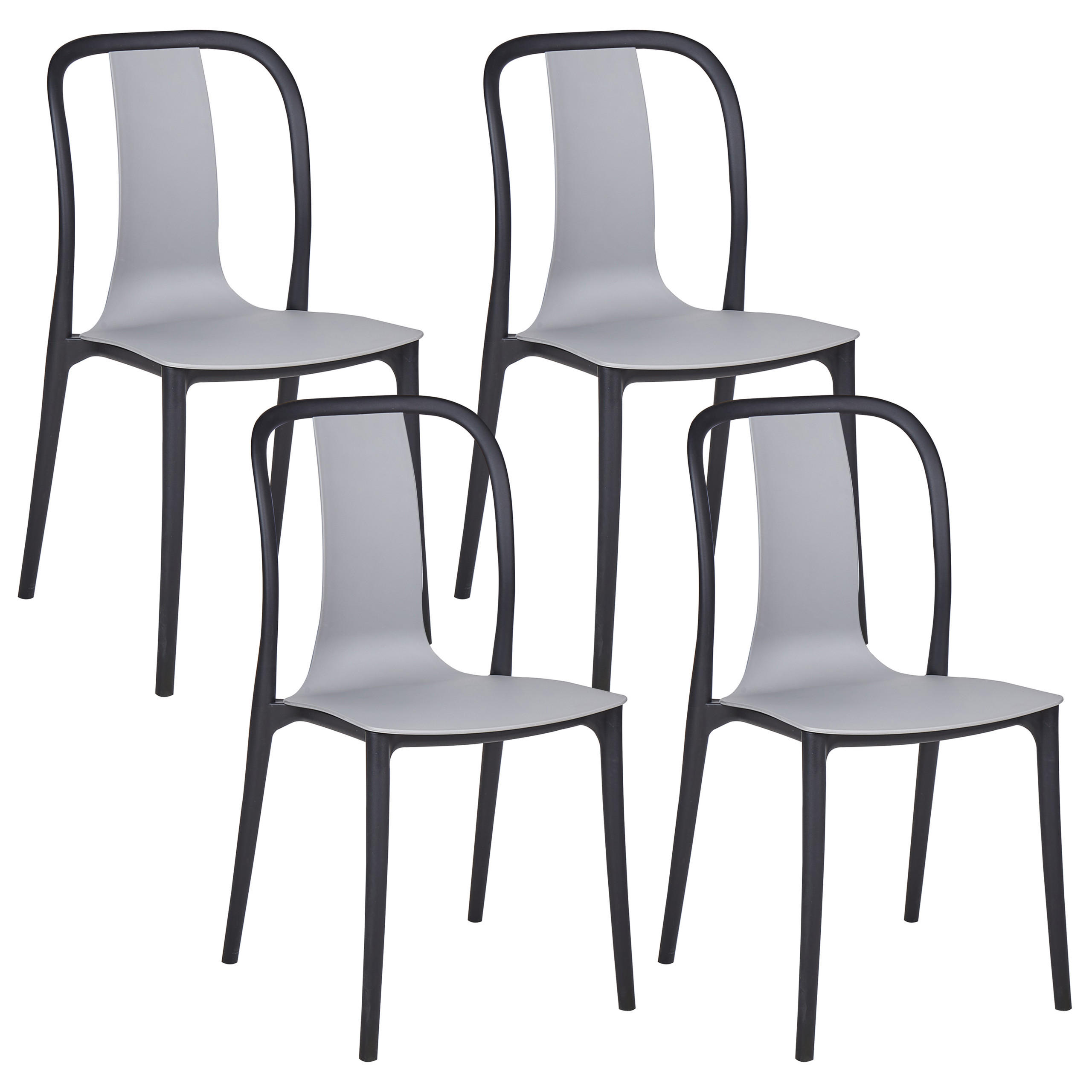 GARTENSTUHL 4er-Set Kunststoff grau/schwarz Spezia - Schwarz/Grau, Kunststoff (42/89/49cm) - Beliani