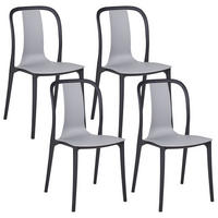 GARTENSTUHL 4er-Set Kunststoff grau/schwarz Spezia - Schwarz/Grau, Kunststoff (42/89/49cm) - Beliani