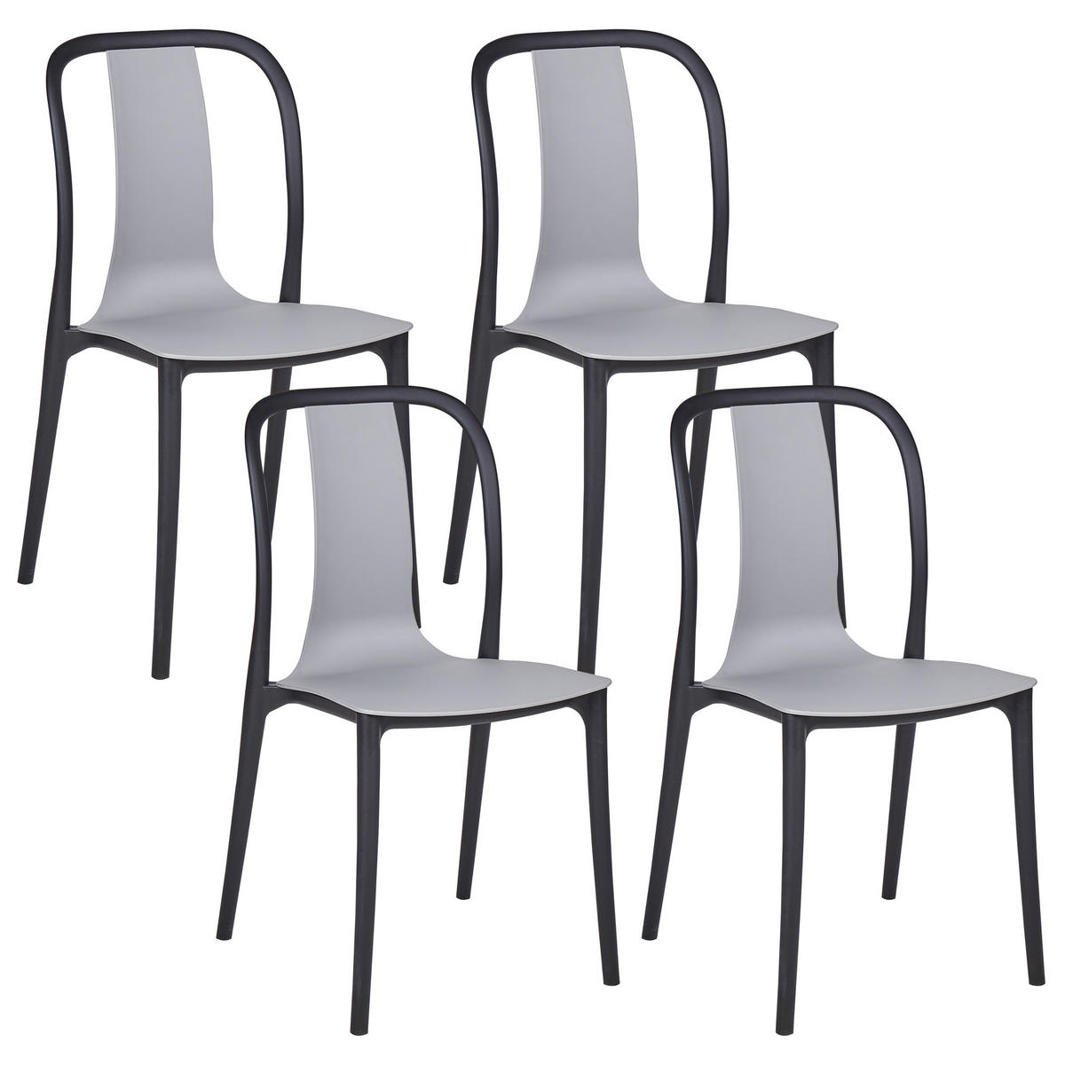 GARTENSTUHL 4er-Set Kunststoff grau/schwarz Spezia - Schwarz/Grau, Kunststoff (42/89/49cm) - Beliani