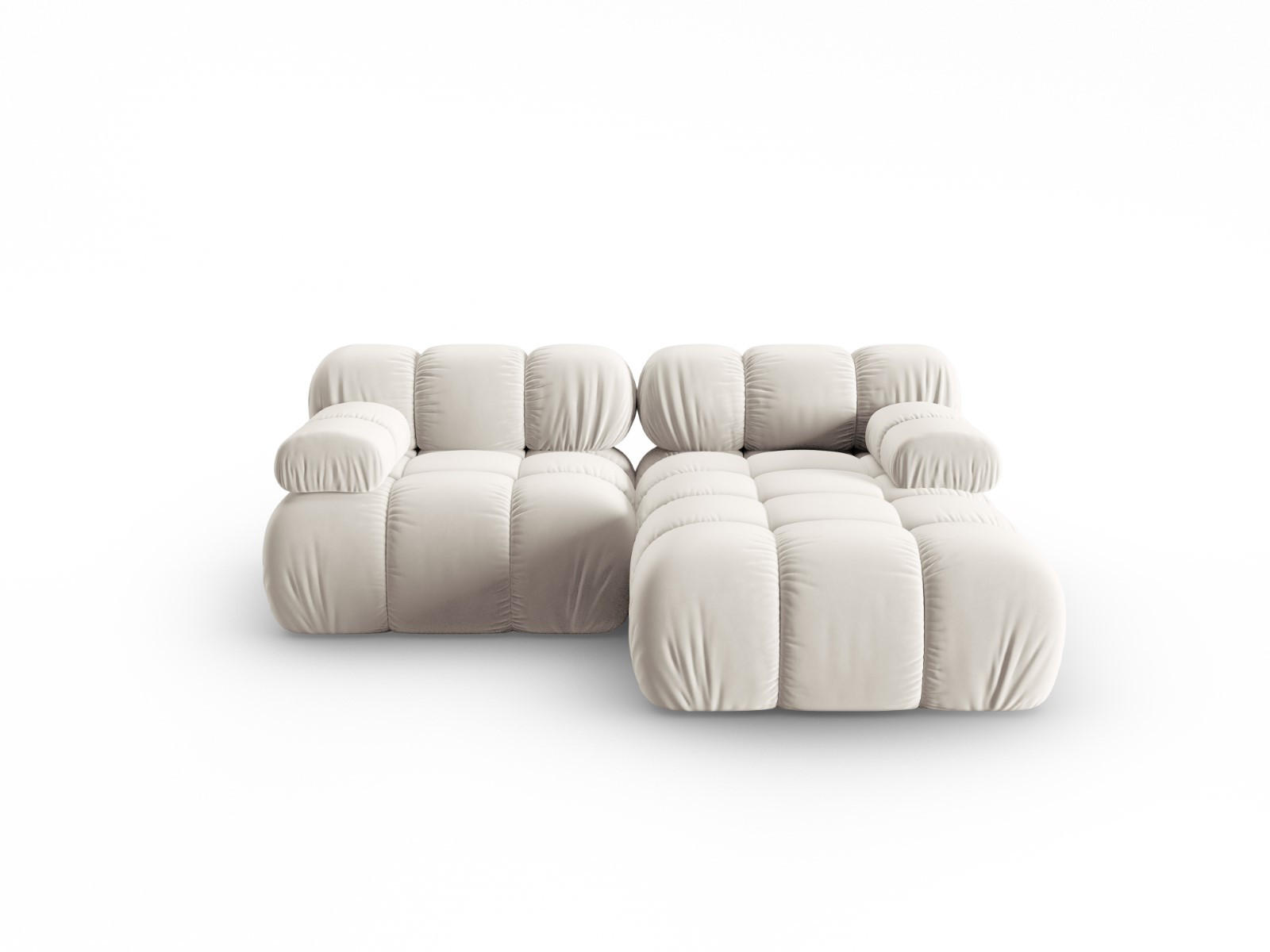 MODULARES-ECKSOFA rechts Bellis aus Samt leichtes beige 3 Sitzplätze - Creme, Textil (157/191cm) - Micadoni